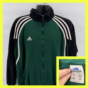 Vintage Adidas Track Jacket Mens Small Green Black Full Zip Y2K Sportswear